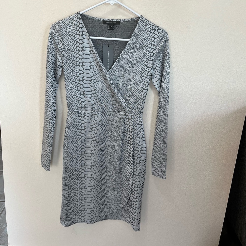 French Connection Long Sleeve Snake Jacquard Dress. - Picture 9 of 11